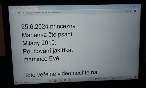 25 6 2024 princezna Marianka říká že její rodina má radost když ona se raduje z dárků 1 mp4