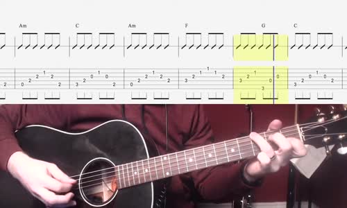 Hallelujah Easy Chords Guitar Tab and Play Along (Picking) mp4